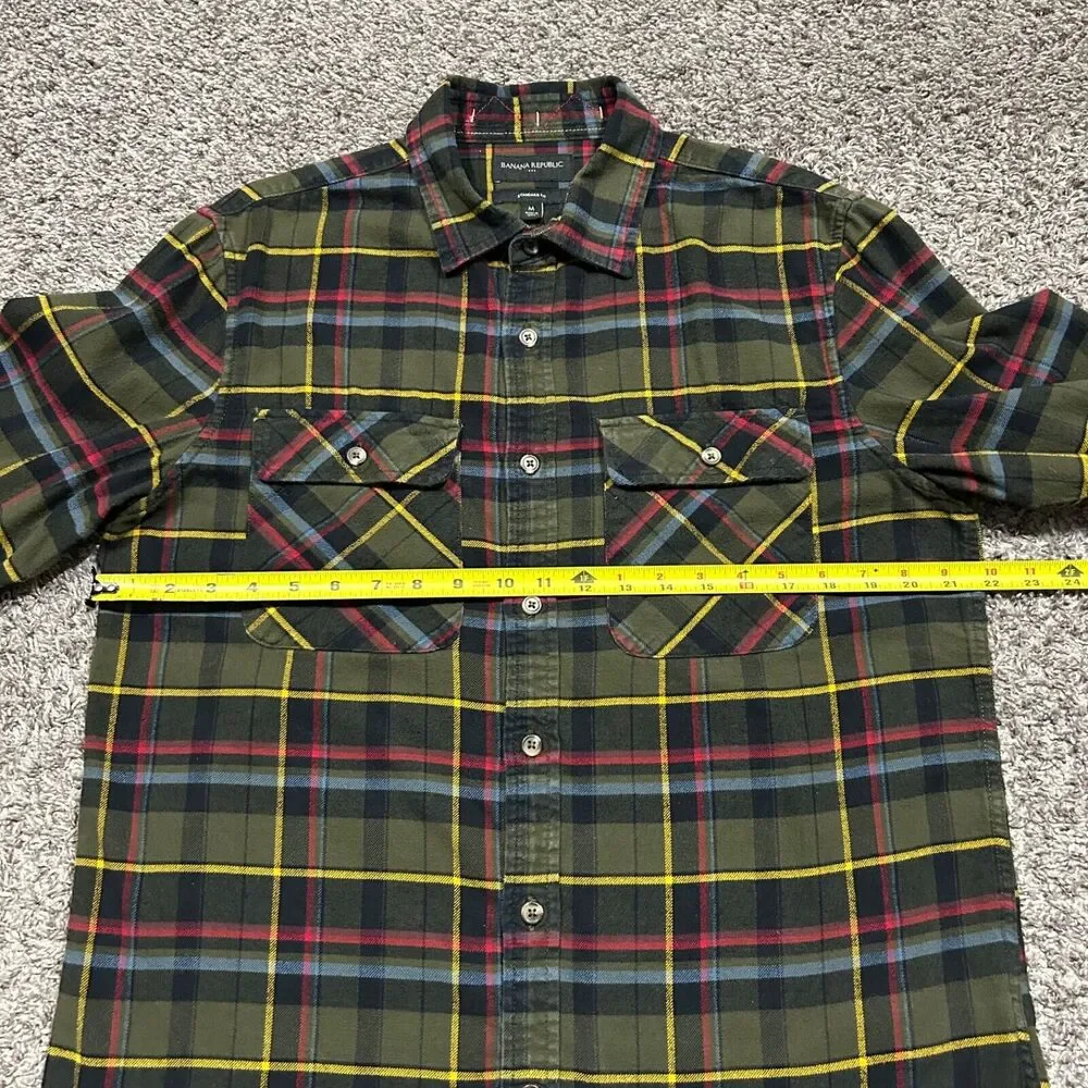 Banana Republic Flannel Shirt Long Sleeve Button Up Cotton Textured Mens Medium